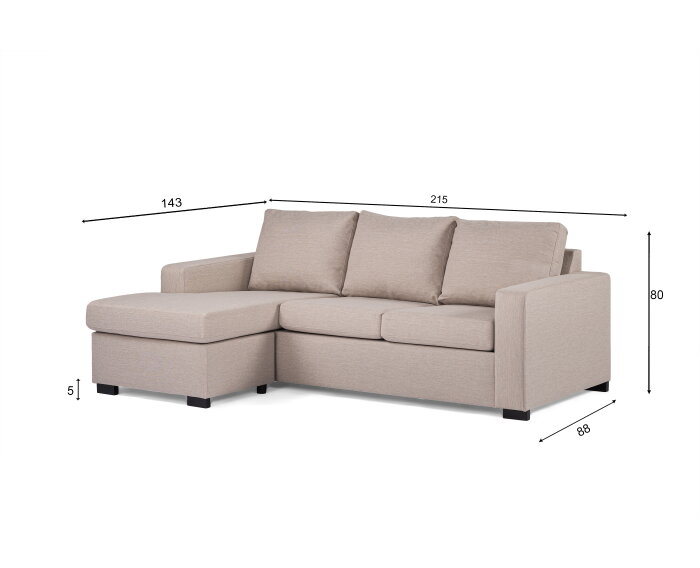 By-Olaf Hoekbank Eleven met Chaise Longue - stof Inari Beige - links of rechts – 215x143 cm