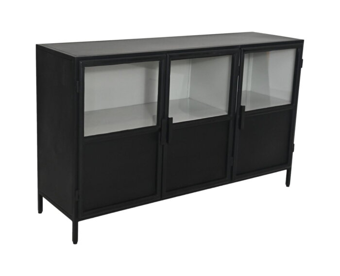 Dressoir Bronx - 140x40x85 - Zwart/grijs - Metaal