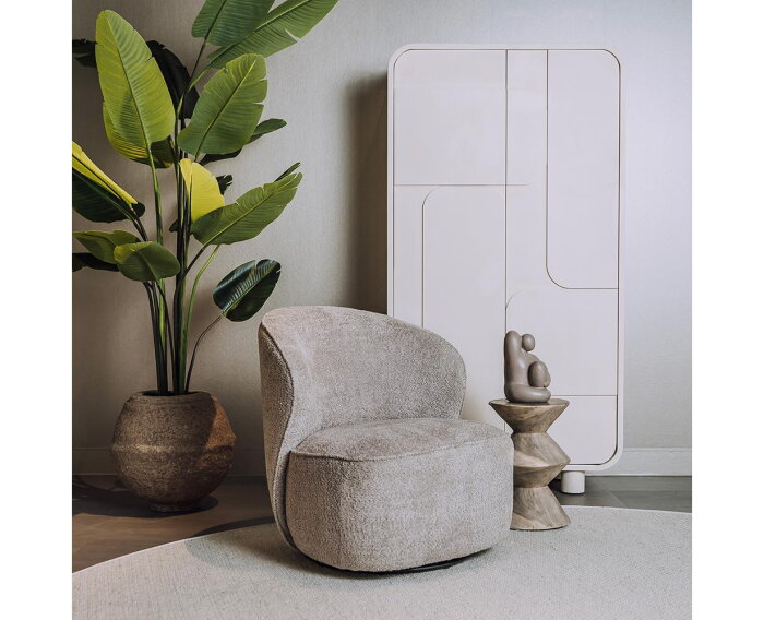 Belvi Fauteuil - fabric AJ3019-11 Beige (draaibaar)