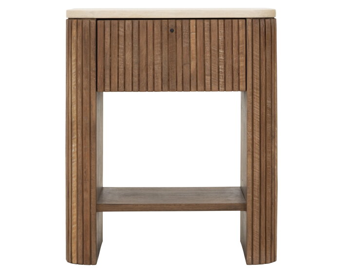 DTP home Lagoon nachtkastje teakhout en Mortex naturel / beige - 50 x 40 x 60 cm