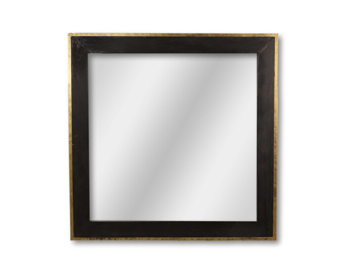 Wandspiegel - 90x90 - Goud/zwart - Teak