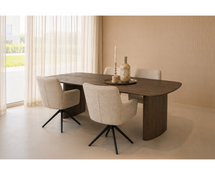 Livingfurn Tyler Eettafel  Deens ovaal 220x100x76 cm - bruin