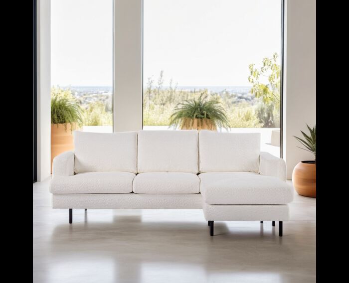 Hoekbank Modena met verwisselbare chaise longue - stof Abriamo naturel