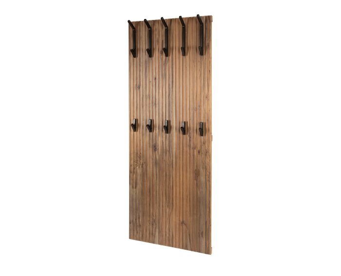 Kapstok Panel hoog 10H - Massief acacia bruin