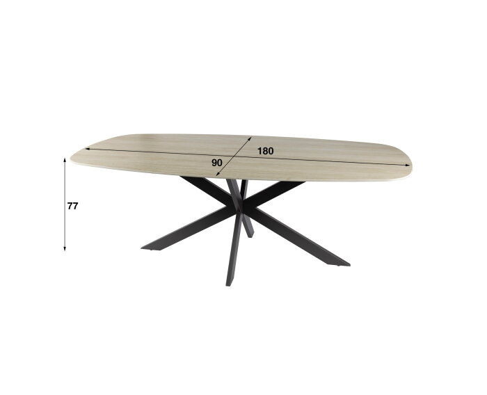 Eettafel Romano Deens ovaal travertin keramiek 180 cm - Beige