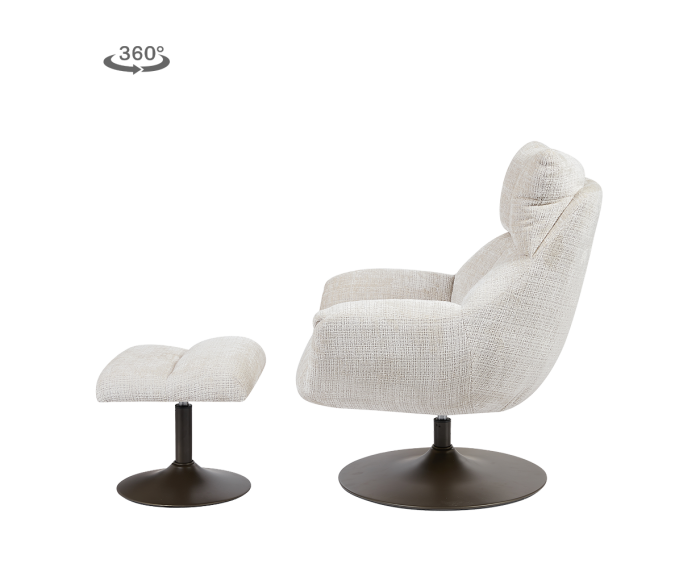 Force Fauteuil met voetenbank - Cremona 02 sand (draaibaar)