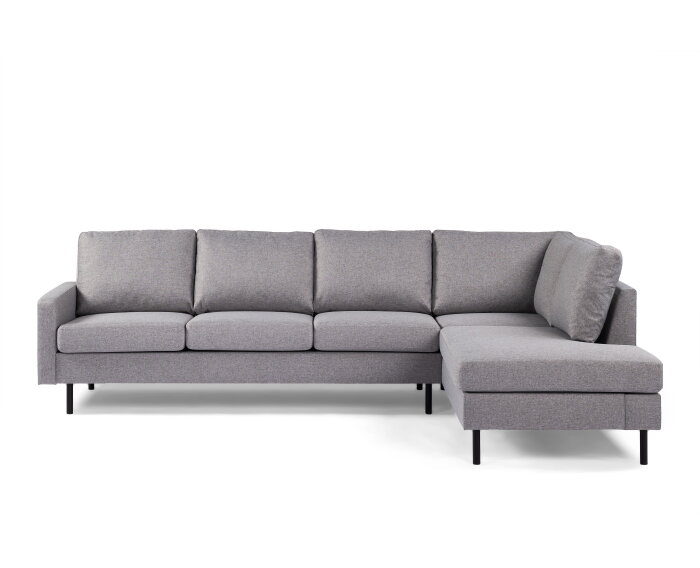 By-Olaf Hoekbank Malmo rechts Grijs – 3-zits hoekbank - stof Malmo 90 - metalen poten – 268x189 cm