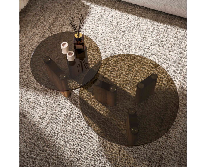 Salontafel Tinto rond set/2 - Brons glas