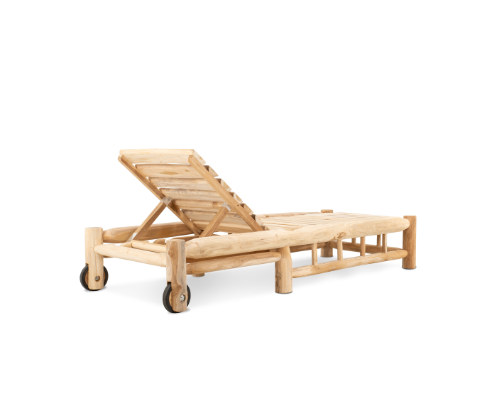 Barney Teak Sunlounger met Wielen