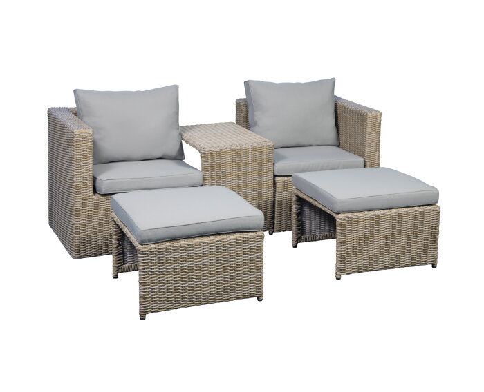 Loungeset Cancun 5-delig modulair - PE Wicker & Staal - Tuinset