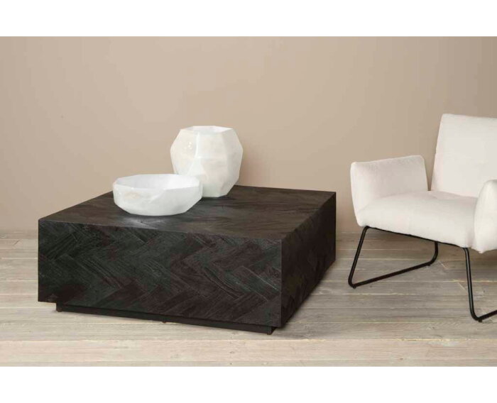 Salontafel Ziano Visgraat 100x100 cm - zwart | Tower living