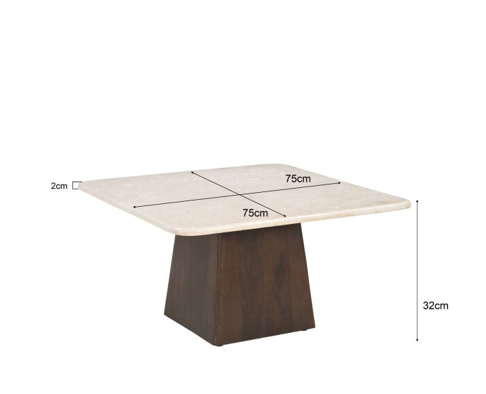 Salontafel Bottecino vierkant 75cm