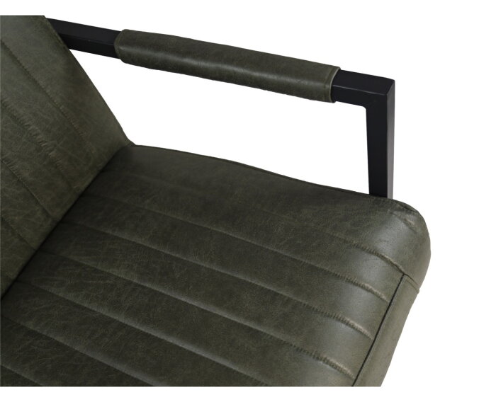 HSM Collection-Eetkamerstoel Texas Met Arm S/2-55x50x85-Groen/Zwart-Leder/Metaal