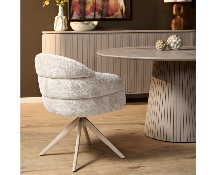 Eetkamerstoel Bella | Off White | Poot Sand | Met armleuning