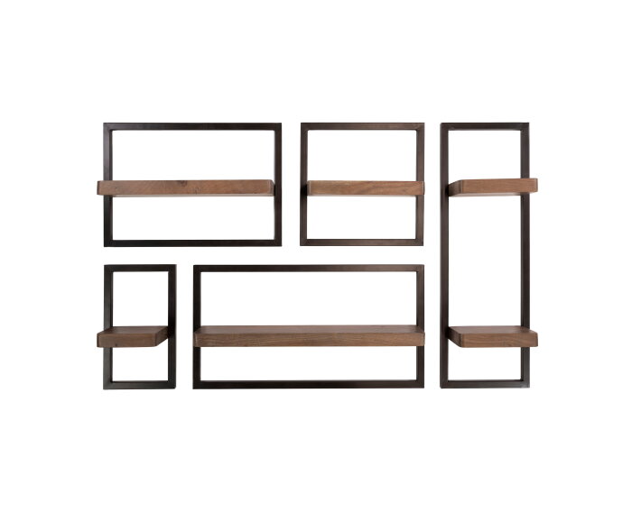 Wandschap Carve set/5 - Massief acacia bruin