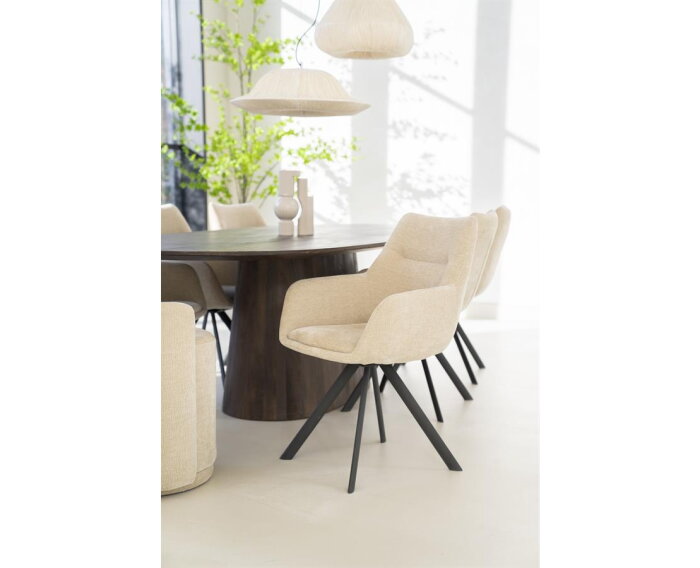 Eetkamerstoel Bliss met armleuning - taupe | BY-BOO