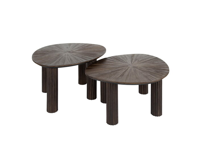 Bijzettafel set/2 driehoek Maya teak - Teak rust brown