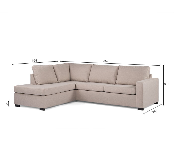 Hoekbank Eleven rechts By-Olaf – 3-zits met hoek rechts – Stof Inari 22 Beige – 252x194 cm