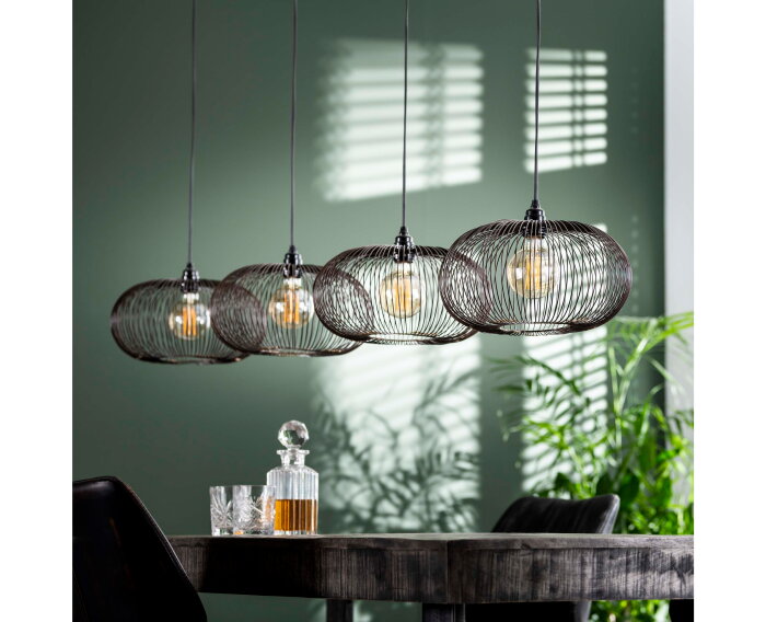 Hanglamp copper twist 4 lampen &Oslash;35 cm  - Zwart nikkel