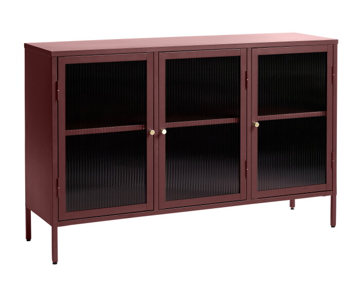 Dressoir Bronco metaal glas 132 cm - Rood