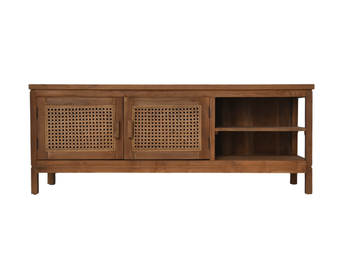 Tv meubel - 135x45x52 - Naturel - Teak/rotan