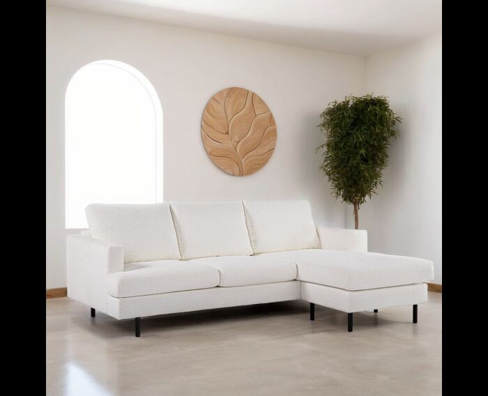 Hoekbank Modena met verwisselbare chaise longue - stof Abriamo naturel