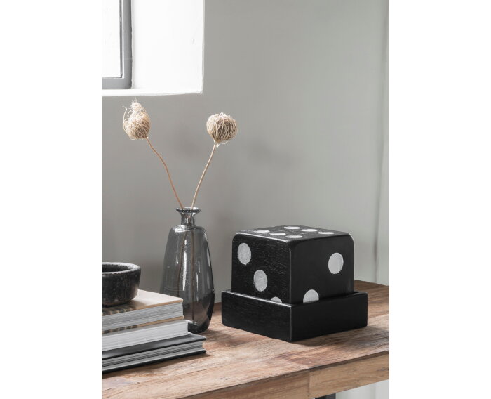 Dice Black,15x15x15 cm, teakwood black
