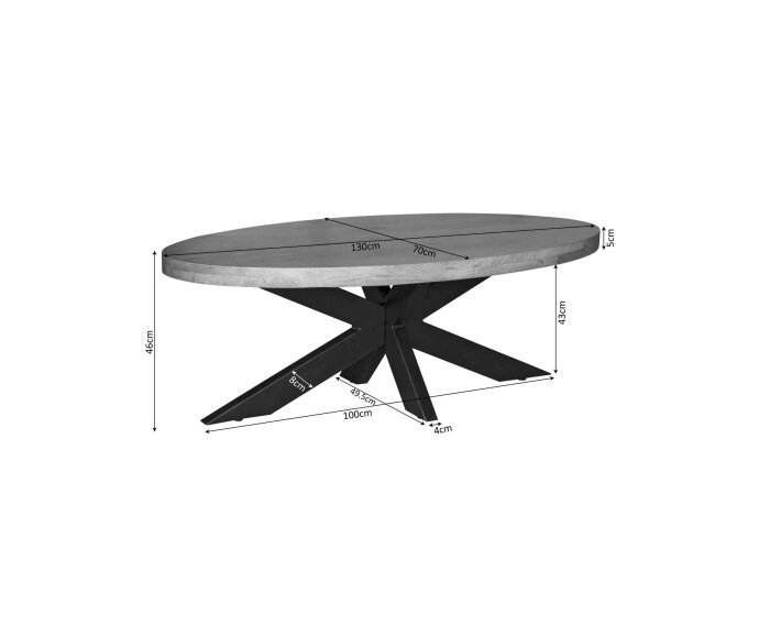 Salontafel Denver | 130 cm | Ovaal