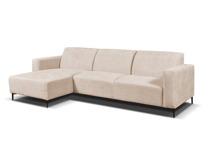 Hoekbank Nolan met Chaise Longue Links &ndash; Cremona Stof - Natural - 275x150x84 cm