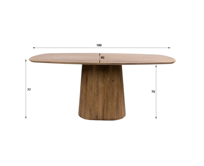 Eettafel Wave Deens ovaal kolompoot mangohout 180x90 cm - Zandkleur