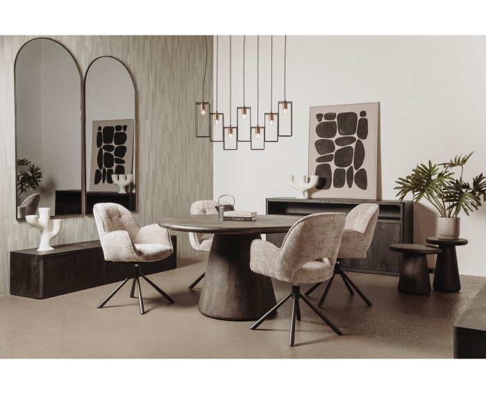 Eettafel Asti rond mangohout 130 cm - Olijfbruin