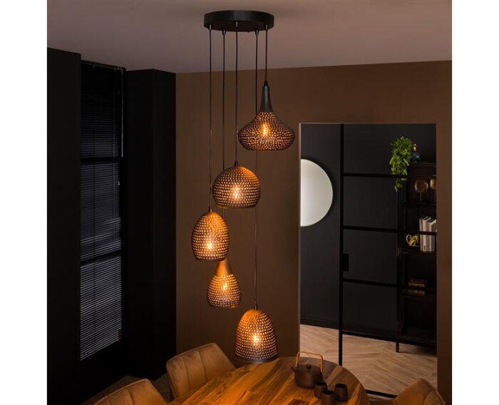 Hanglamp 5L getrapt punch mix - Zwart bruin
