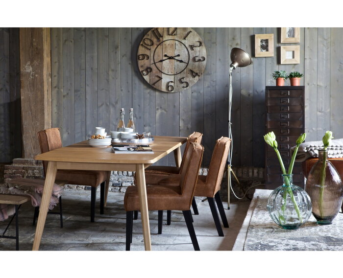 Eetkamerstoel Rodeo Cognac Leder - BePure 378614-B | Meubelplaats.nl