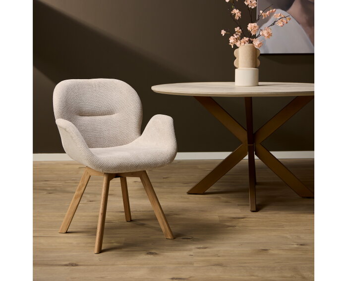 Eetkamerstoel Jesse houten onderstel | Beige