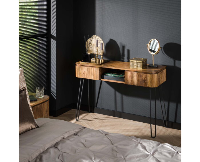Kaptafel wave 110cm mangohout - zandkleur | Meubelplaats