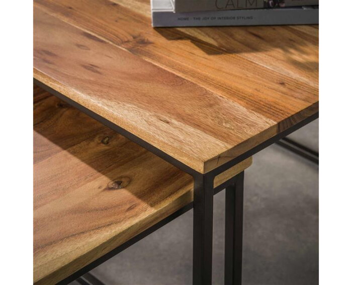 Salontafel set/2 square - Massief acacia naturel