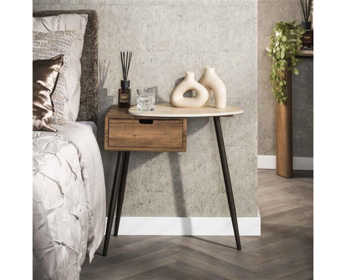 Nachtkastje 1L rechts Travino - Ceramic Travertine