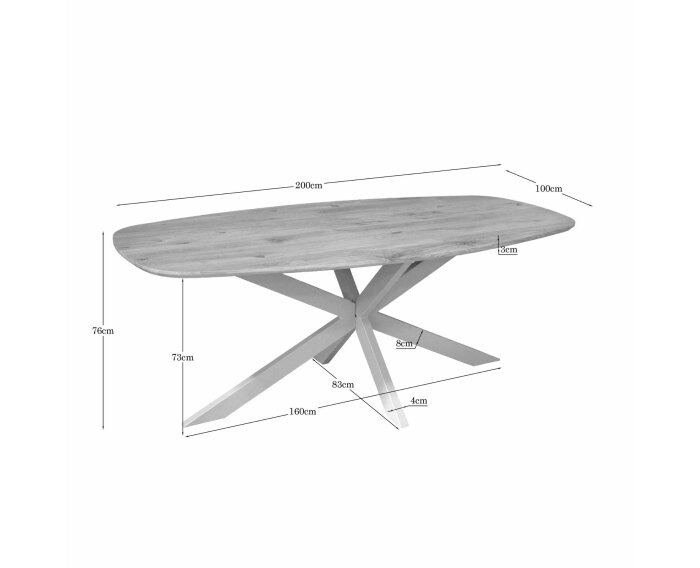 Eiken eettafel Ferris | Deens Ovaal 200 cm | Naturel | Poot Sand