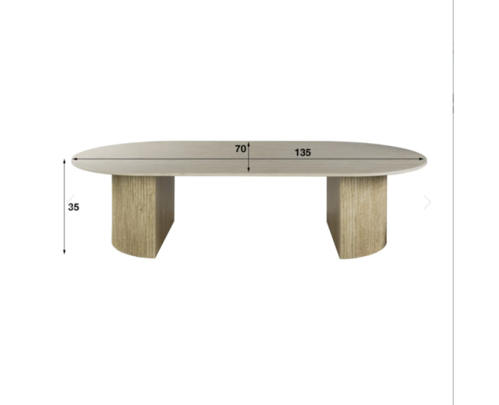 Salontafel Romano Arch ovaal - Travertin keramiek - 135x70x35 cm - Beige - Japandi