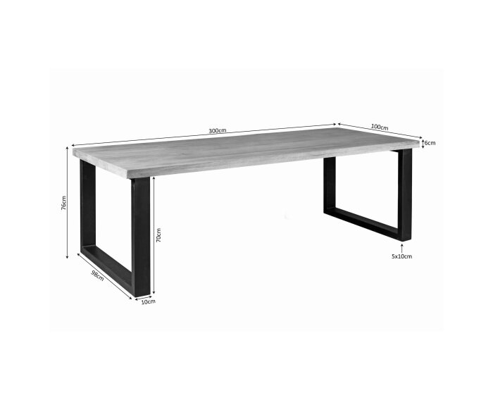 Eettafel Denver mangohout U-poot | 300 cm