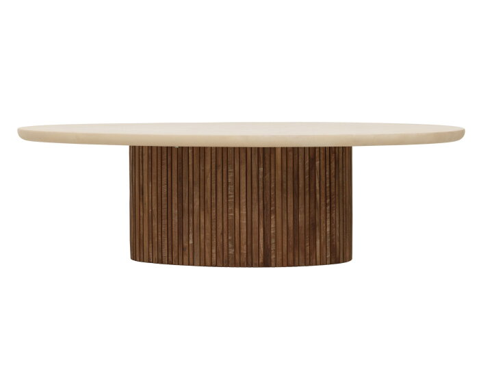 DTP home Lagoon salontafel organisch teakhout en Mortex naturel / beige - 120 x 75 x 35 cm
