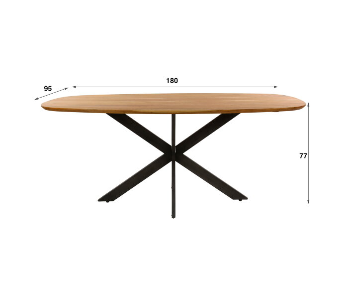 Eettafel Kopenhagen 180 cm Deens ovaal acacia - naturel