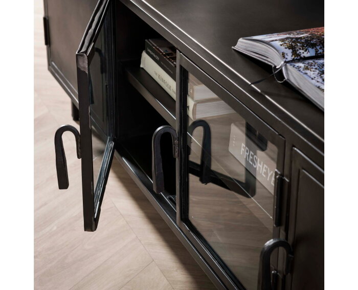 TV-meubel 180cm Rift metal - Gun metal