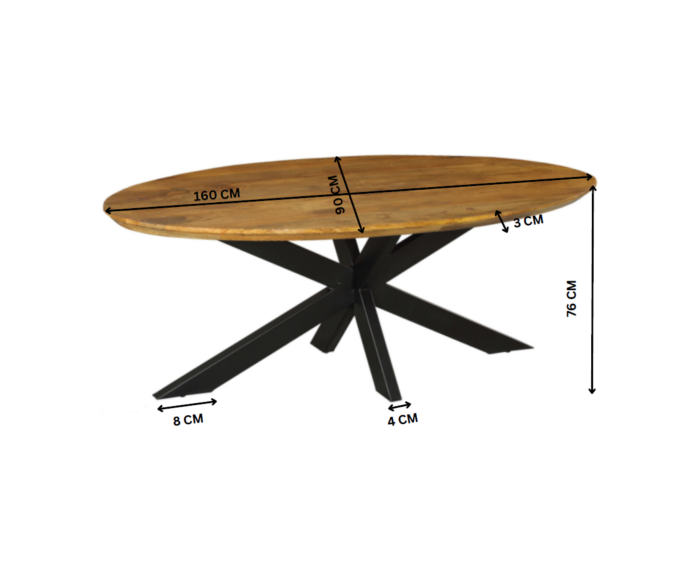 Eetkamertafel Brandy | Ovaal | 160 cm