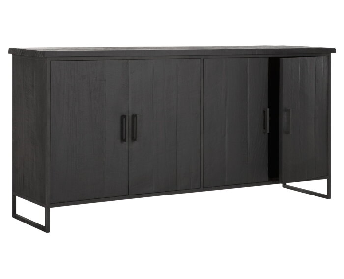 Dresser Beam No.1, 4 doors BLACK,90x190x47 cm, recycled teakwood