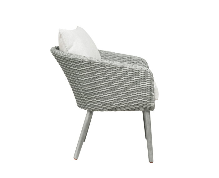 Bistroset Elise Grijs 3-delig PE wicker en grijze kussens - tuinset