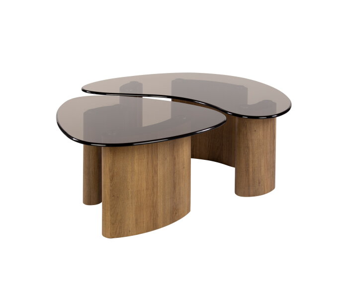 Salontafel Tinto organisch glas set van 2 - Brons glas