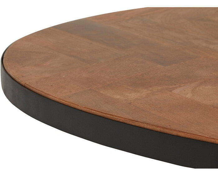 Eettafel Mangohout visgraat ovaal met metalen rand 240x105 cm | Meubelplaats