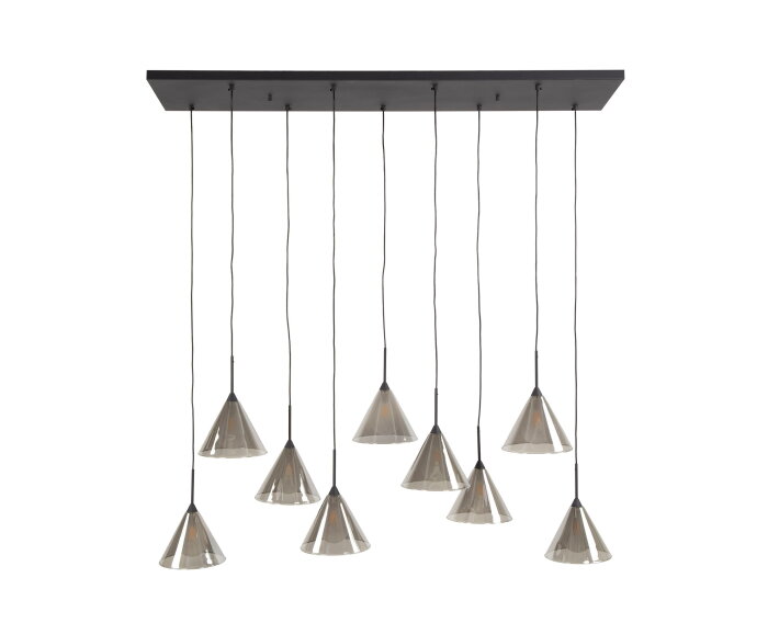 Hanglamp 5+4 tapse kap glas (G9) - Smoke grey glas