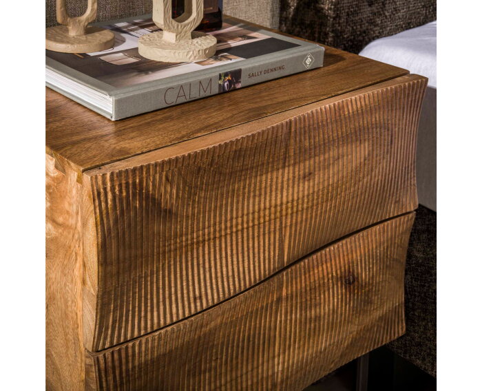 Nachtkastje Ocean 2L - Massief mango zand